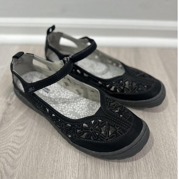 JBU by Jambu Shoes Womens Size 9 Black Hibiscus Floral Mary Jane Memory Foam - Picture 1 of 8
